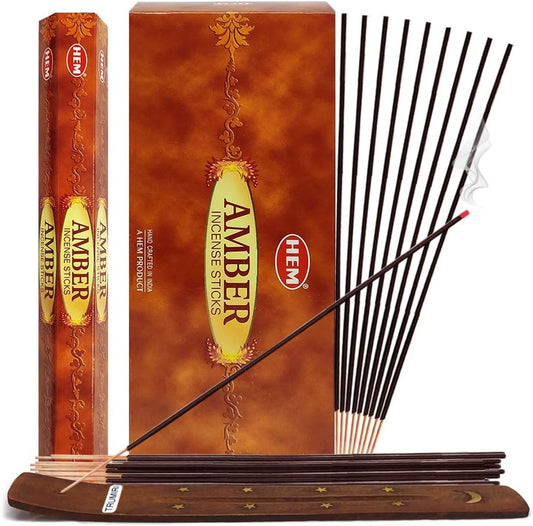 Amber Incense Sticks and Incense Stick Holder Bundle Insence Insense Hem Incense Sticks