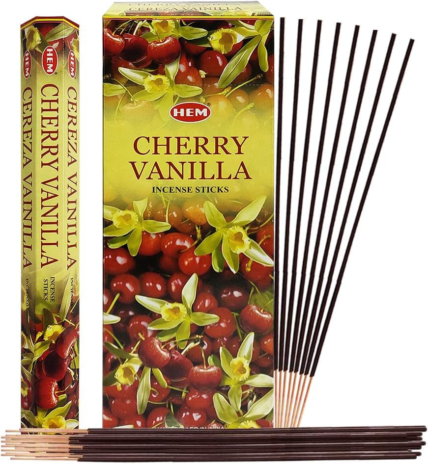 Cherry Vanilla Incense Sticks and Incense Stick Holder Bundle Insence Insense Hem Incense Sticks