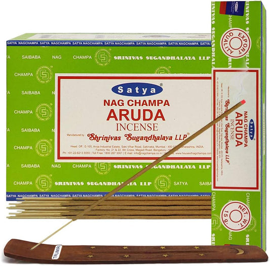 Aruda Incense Sticks and Incense Stick Holder Bundle Insence Insense Satya Incense