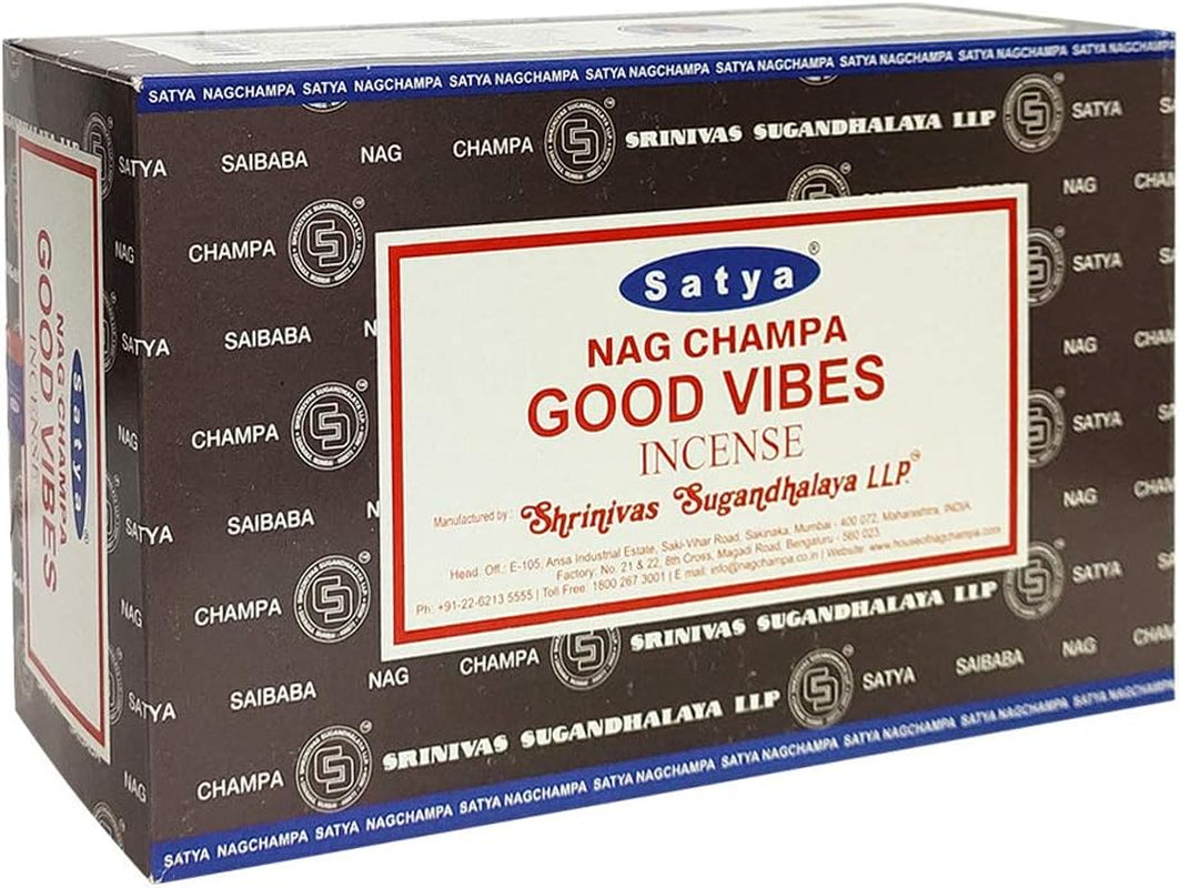 Good Vibes Incense Sticks and Incense Stick Holder Bundle Insence Insense Satya Incense