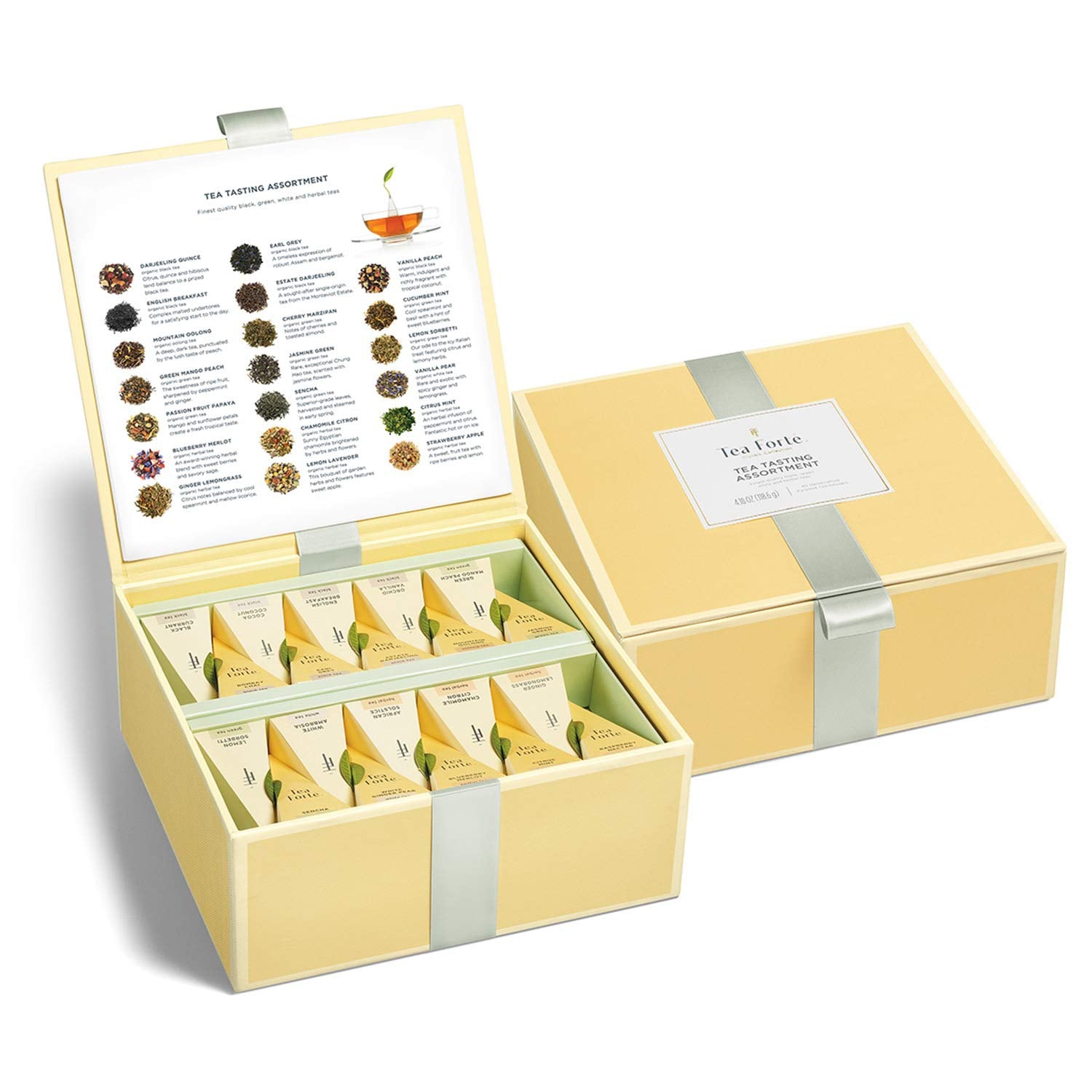 Tea Chests with 40 Handcrafted Pyramid Tea Infusers (Tea Tasting Asst)