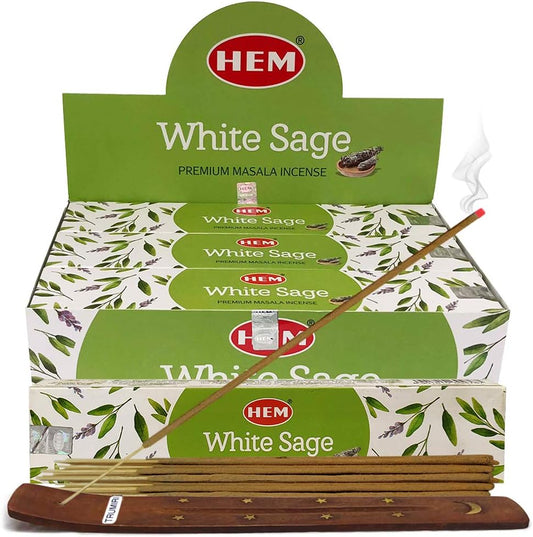 Masala White Sage Incense Sticks and Incense Stick Holder Bundle Insence Insense Hem Incense Sticks