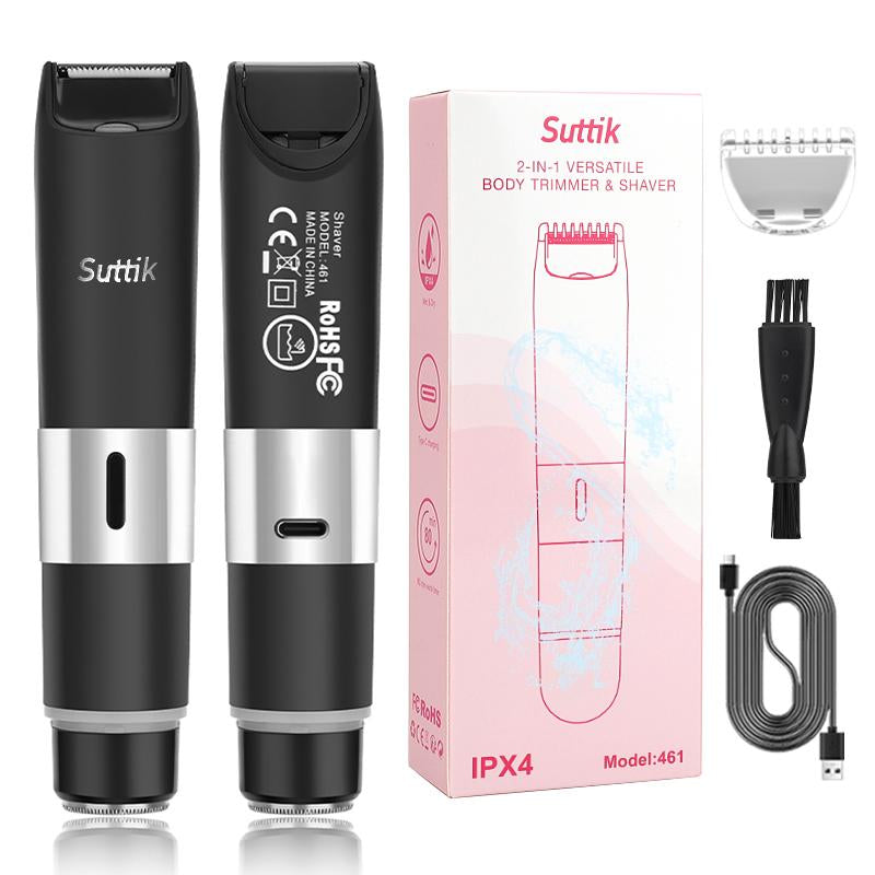 Suttik 2 in 1 Ladies Trimmer, Remove Lip Hair with Ease，Hair Removal, Electric Body and Private Parts Trimmer, Cordless Pubic Hair Trimmer