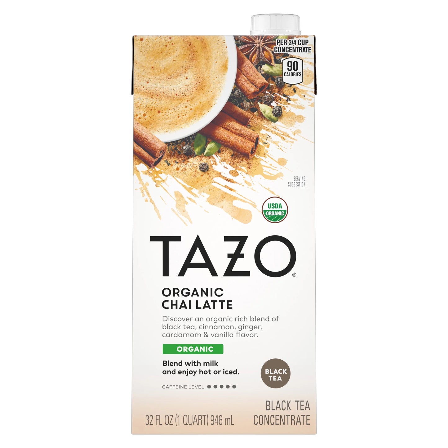 Organic Chai Latte Black Tea Concentrate, Enjoy Hot or Iced, 32 Oz Carton