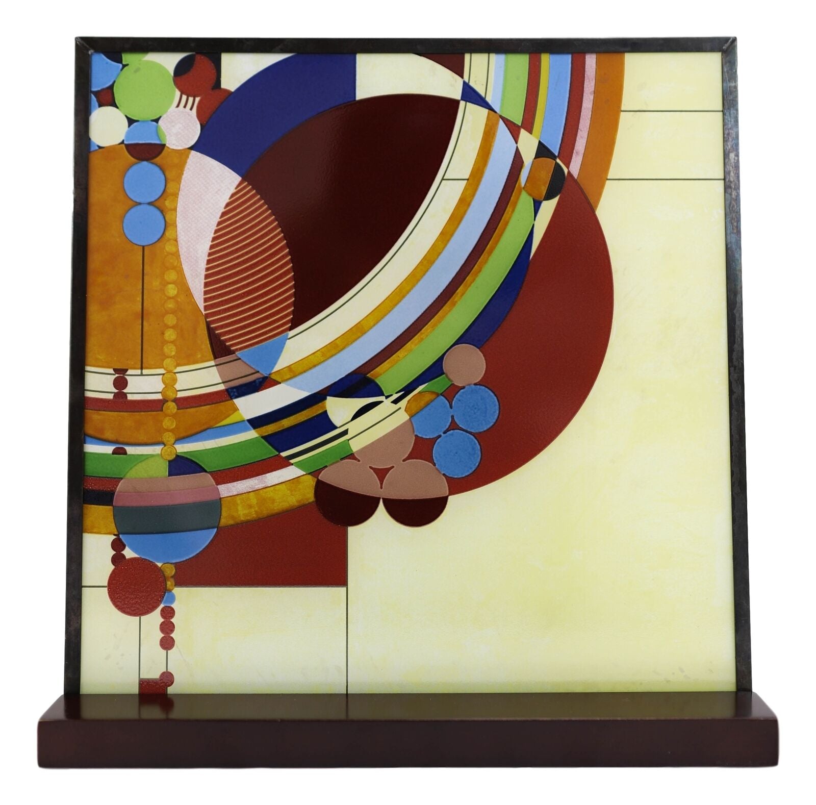 Frank Lloyd Wright Colorful March Balloons Stained Glass Wall or Desktop Plaque