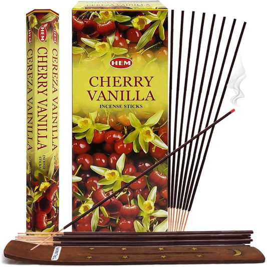 Cherry Vanilla Incense Sticks and Incense Stick Holder Bundle Insence Insense Hem Incense Sticks