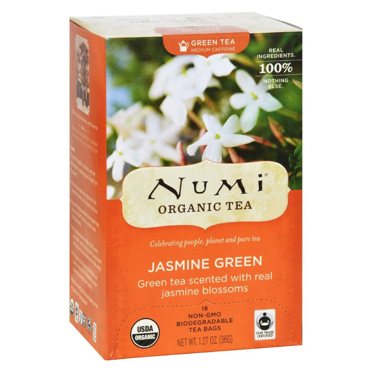 Organic Tea, Jasmine Green, Tea Bags, 18 Ct