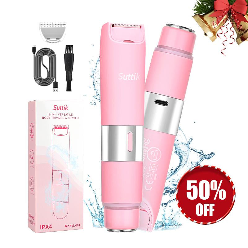 Suttik 2 in 1 Ladies Trimmer, Remove Lip Hair with Ease，Hair Removal, Electric Body and Private Parts Trimmer, Cordless Pubic Hair Trimmer