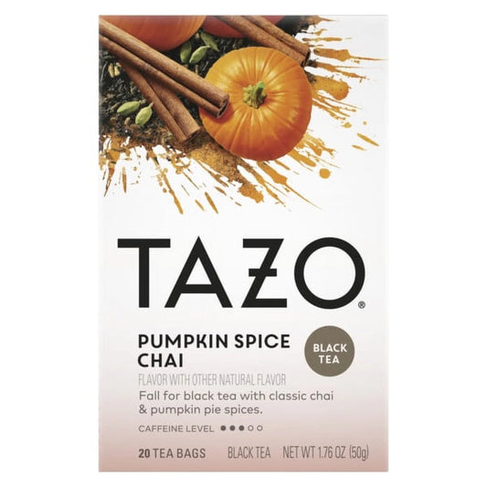 Pumpkin Spiced Chai Black Tea, Caffeinated, Tea Bags 20 Count Box