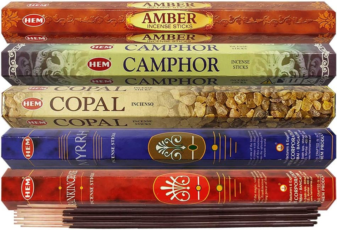 Hem Incense Sticks Variety Pack #4 and Incense Stick Holder Bundle with 5 Unique Based Fragrances