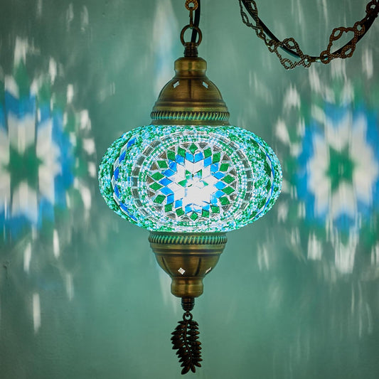 Plug-In Turkish Moroccan Mosaic Hanging Pendant Ceiling Light – Swag Lamp Fixtur