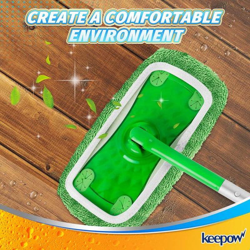 KEEPOW Reusable Wet Pads Compatible with Swiffer Sweeper Mop, Dry Sweeping Cloths, Washable Microfiber Wet Mopping Cloth Refills for Surface/Hardwood Floor Cleaning, 6/8 Pack (Mop Is Not Included)