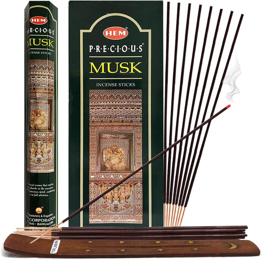 Precious Musk Incense Sticks and Incense Stick Holder Bundle Insence Insense Hem Incense Sticks