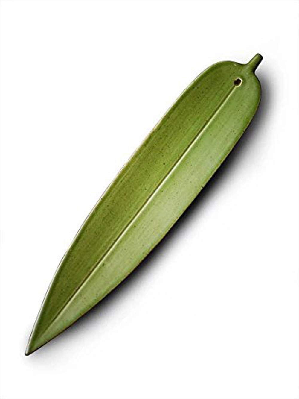 Incense Holder Hand-Made Incense Stick Holder Ceramic Incense Burner Bamboo Leaf Shape 1Pcs (Green)