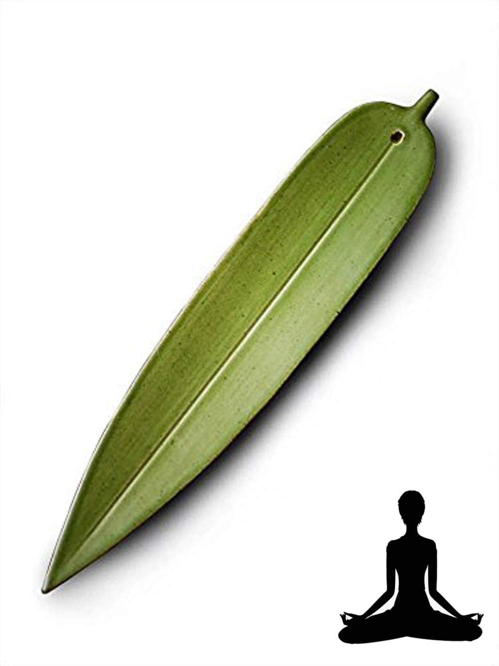 Incense Holder Hand-Made Incense Stick Holder Ceramic Incense Burner Bamboo Leaf Shape 1Pcs (Green)