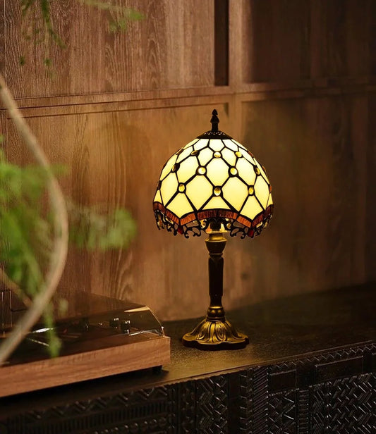 Tiffany-Style 14.5" Table Lamp with Stained Glass Shade