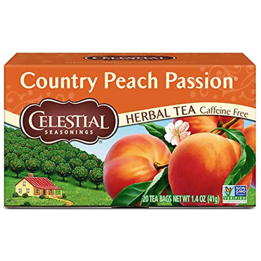 Herbal Tea, Country Peach Passion, Caffeine Free, 20 Tea Bags (Pack of 6)