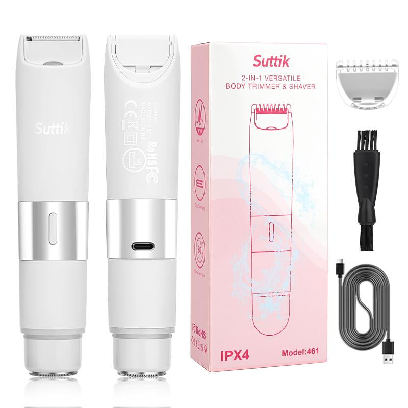 Suttik 2 in 1 Ladies Trimmer, Remove Lip Hair with Ease，Hair Removal, Electric Body and Private Parts Trimmer, Cordless Pubic Hair Trimmer