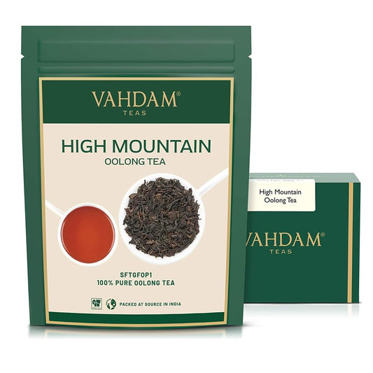 , High Mountain Oolong Tea Leaves from Himalayas (50+ Cups, 3.53Oz) Strong & Robust Oolong Tea | High Elevation Grown | Vacuum Sealed | Brew Hot, Iced, Kombucha Tea | Loose Leaf Tea