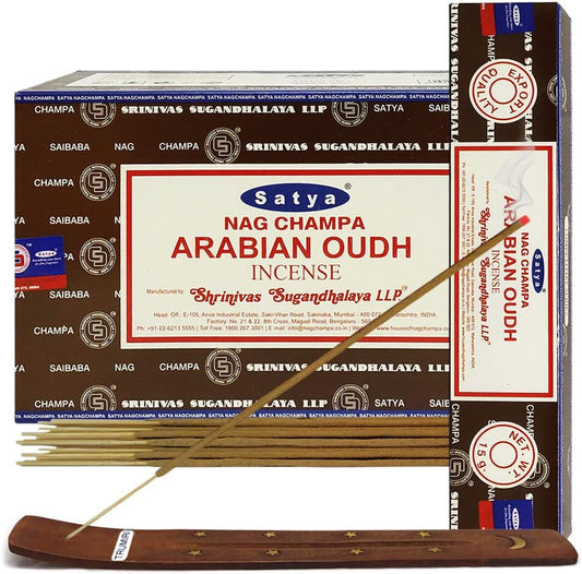 Arabian Oudh Incense Sticks and Incense Stick Holder Bundle Insence Insense Satya Incense