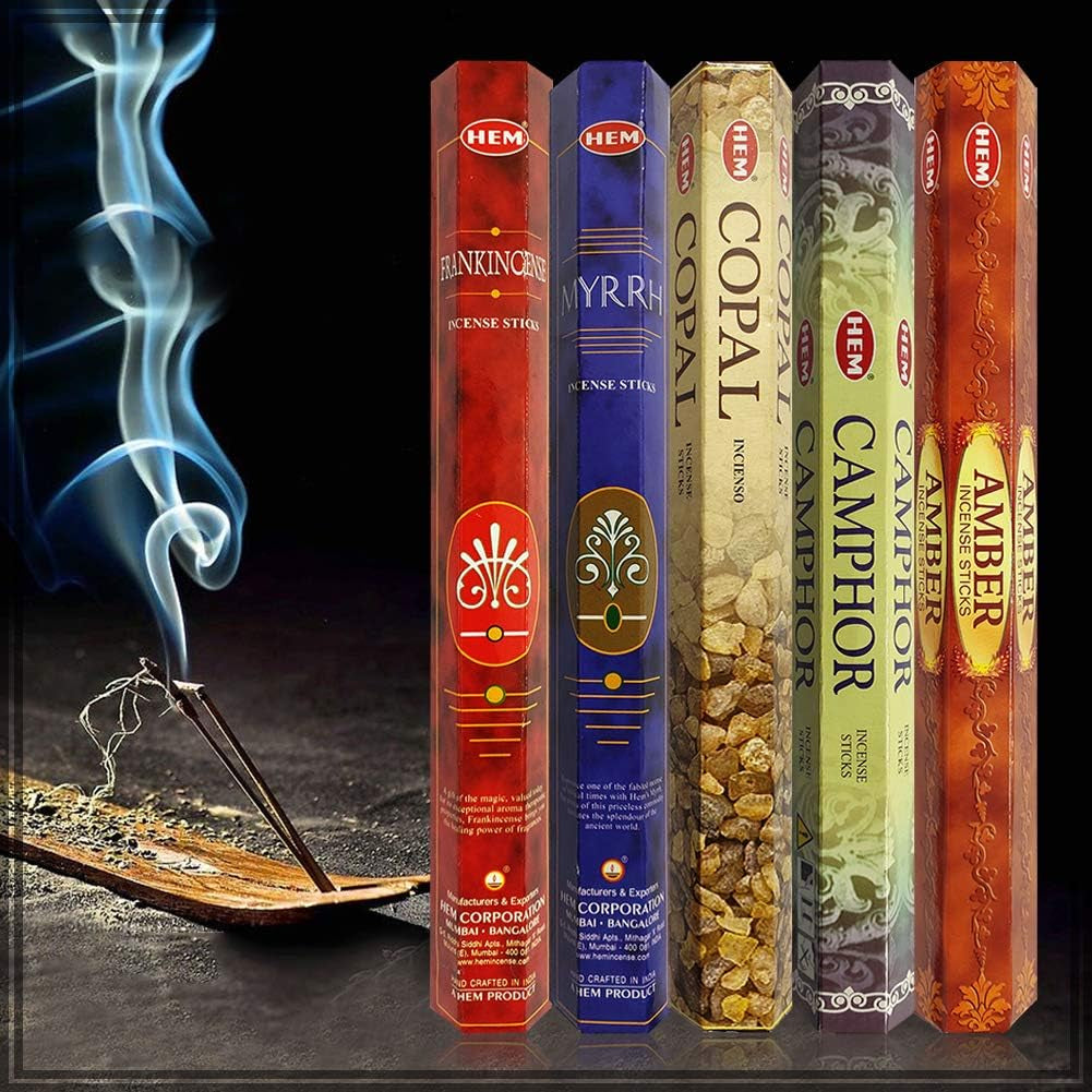 Hem Incense Sticks Variety Pack #4 and Incense Stick Holder Bundle with 5 Unique Based Fragrances