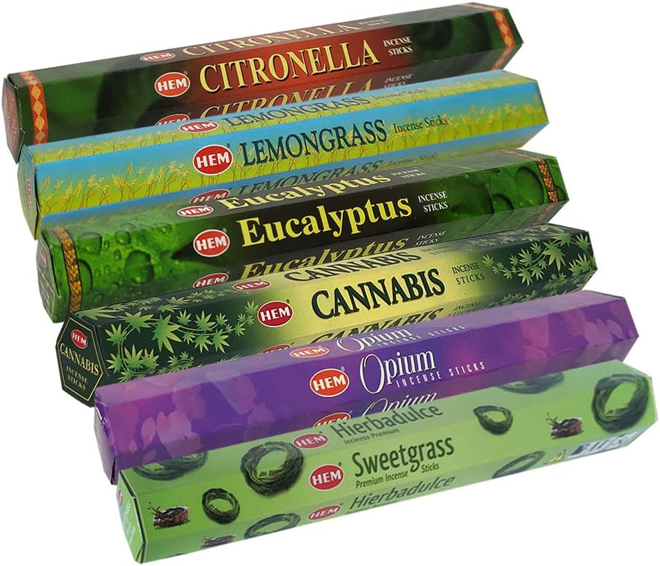 Hem Incense Sticks Variety Pack #26 and Incense Stick Holder Bundle with 6 Herbal Fragrances