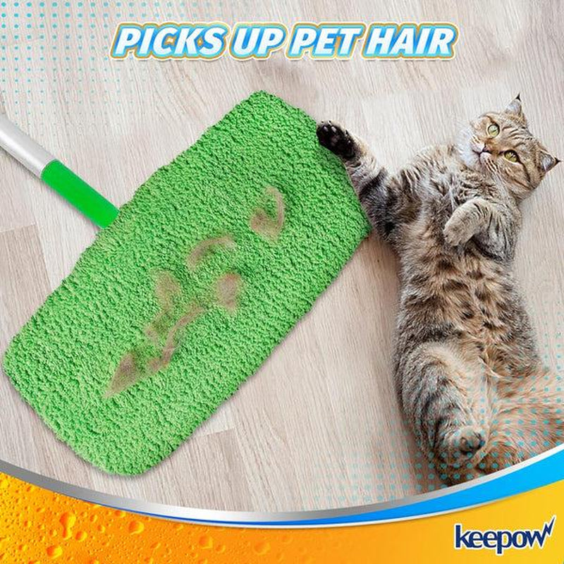 KEEPOW Reusable Wet Pads Compatible with Swiffer Sweeper Mop, Dry Sweeping Cloths, Washable Microfiber Wet Mopping Cloth Refills for Surface/Hardwood Floor Cleaning, 6/8 Pack (Mop Is Not Included)