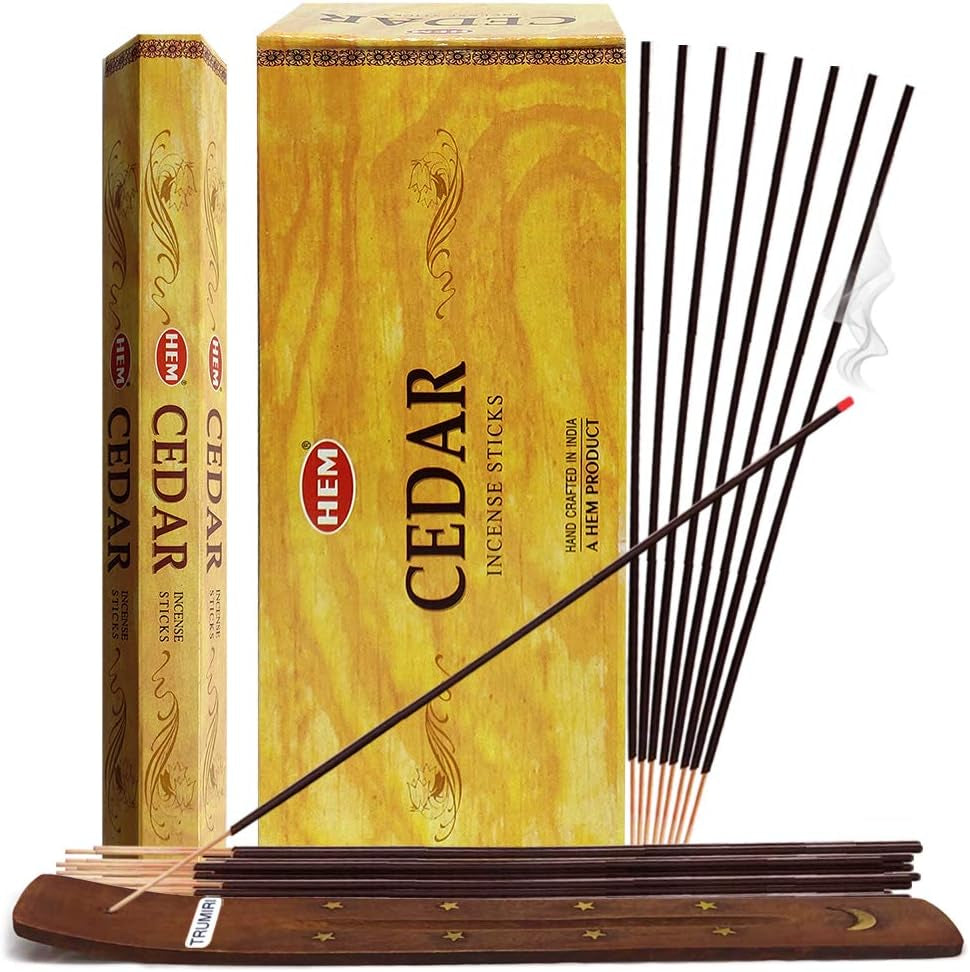 Cedar Incense Sticks and Incense Stick Holder Bundle Insence Insense Hem Incense Sticks