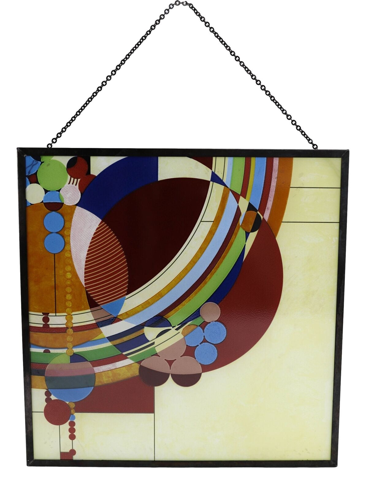 Frank Lloyd Wright Colorful March Balloons Stained Glass Wall or Desktop Plaque