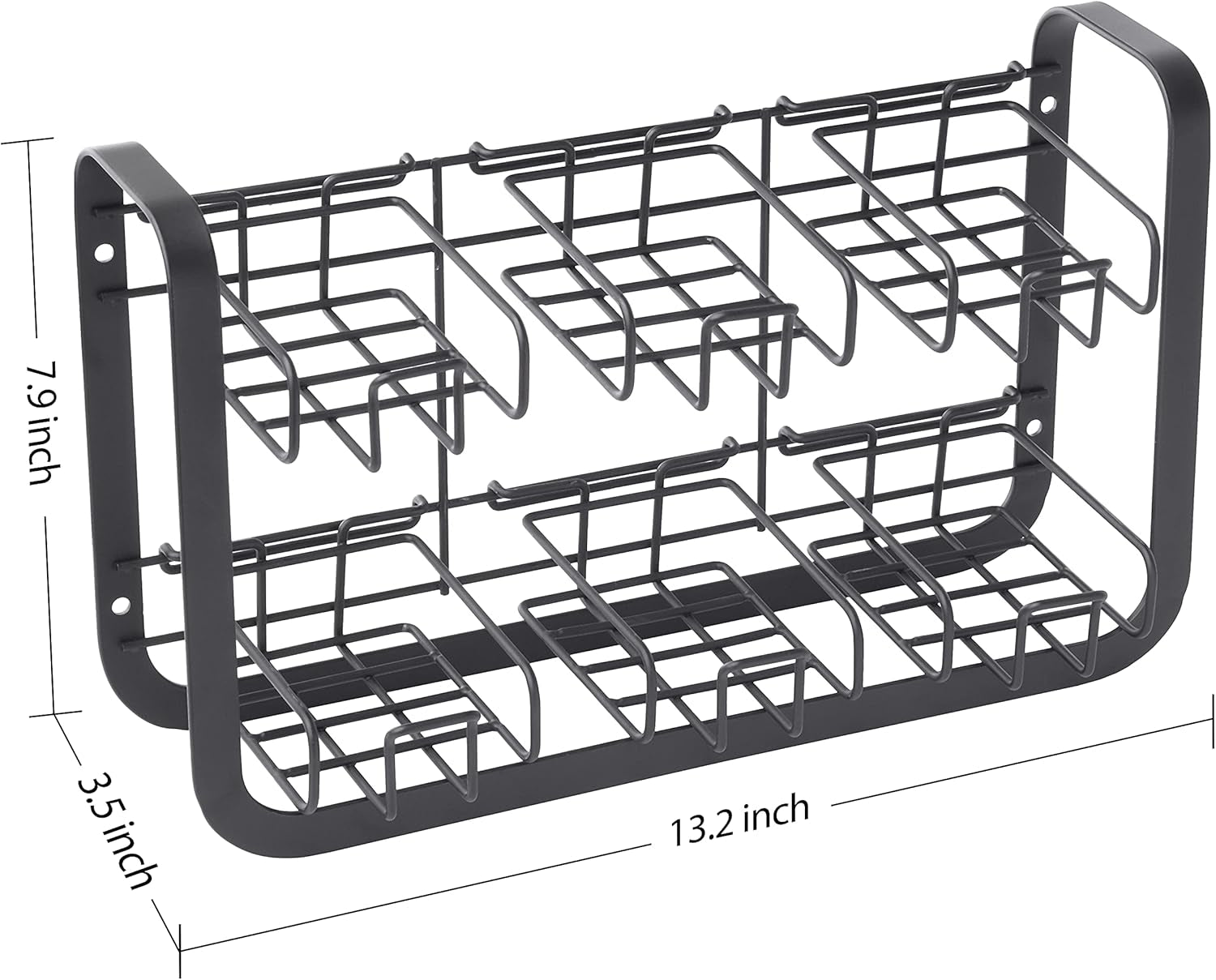 Tea Bag Holder Stainless Steel 2 Tier, Tea Holder for Tea Bags Organize over 120 Tea Bags. Display Rack for Cabinet and Counter, Wall Mount Available (Black)