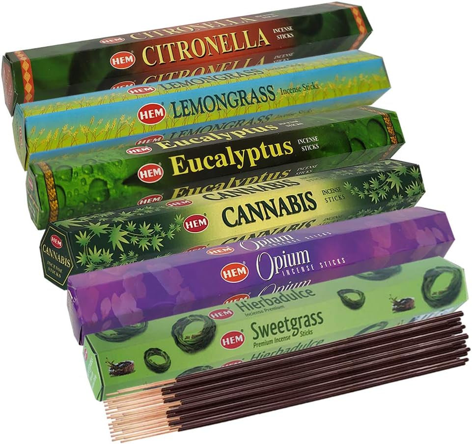 Hem Incense Sticks Variety Pack #26 and Incense Stick Holder Bundle with 6 Herbal Fragrances