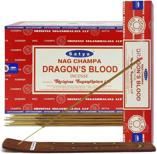 Dragon'S Blood Incense Sticks and Incense Stick Holder Bundle Insence Insense Satya Incense