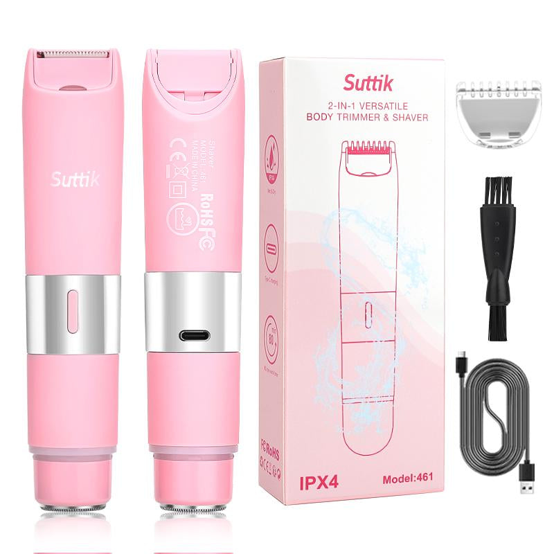 Suttik 2 in 1 Ladies Trimmer, Remove Lip Hair with Ease，Hair Removal, Electric Body and Private Parts Trimmer, Cordless Pubic Hair Trimmer