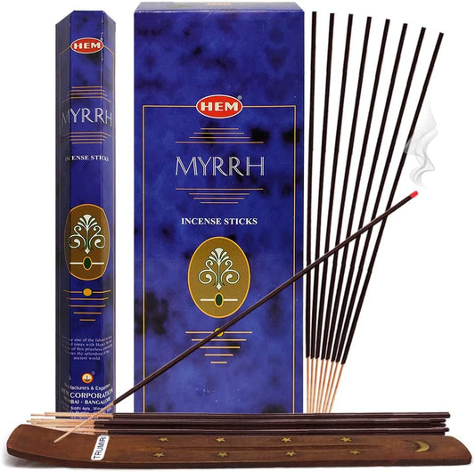 Myrrh Incense Sticks and Incense Stick Holder Bundle Insence Insense Hem Incense Sticks