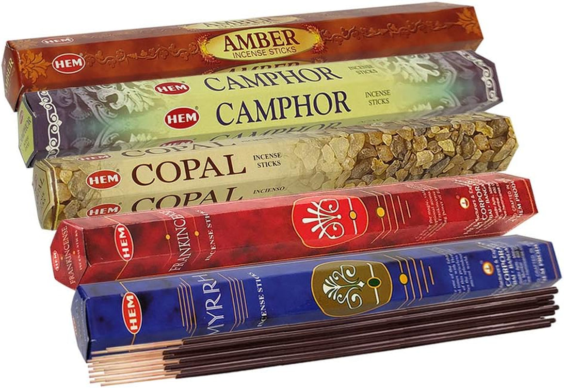 Hem Incense Sticks Variety Pack #4 and Incense Stick Holder Bundle with 5 Unique Based Fragrances