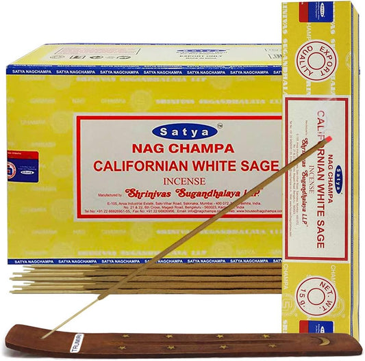 California White Sage Incense Sticks and Incense Stick Holder Bundle Insence Insense Satya Incense