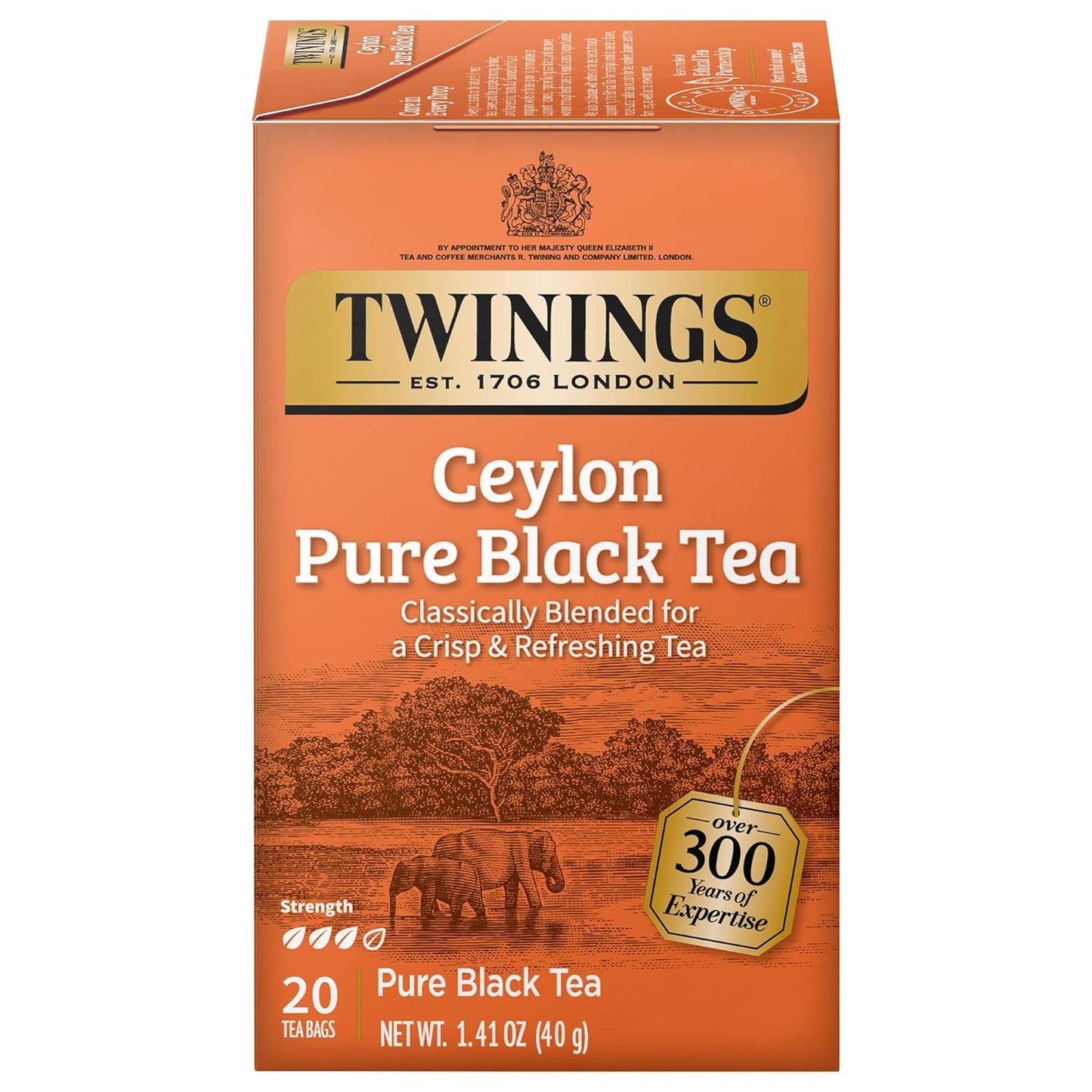 Ceylon Pure Black Tea Individually Wrapped Bags, 20 Count (Pack of 6), Formerly Ceylon Orange Pekoe, Crisp, Refreshing, Caffeinated, Enjoy Hot or Iced | Packaging May Vary