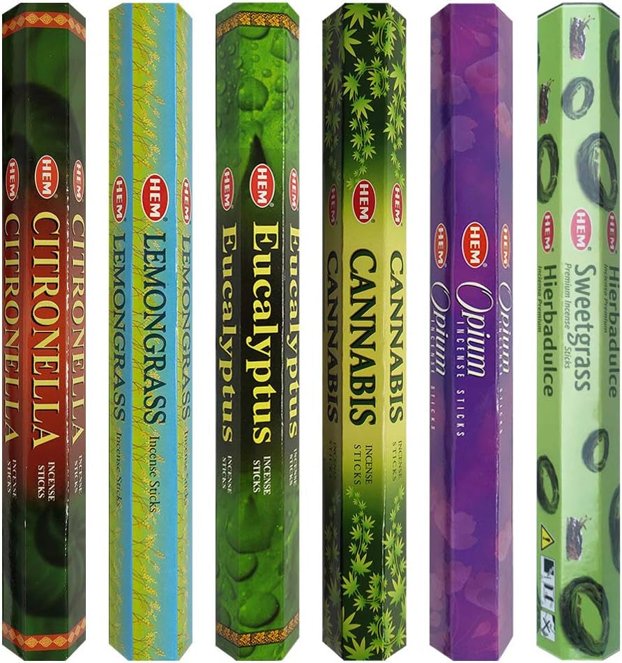 Hem Incense Sticks Variety Pack #26 and Incense Stick Holder Bundle with 6 Herbal Fragrances