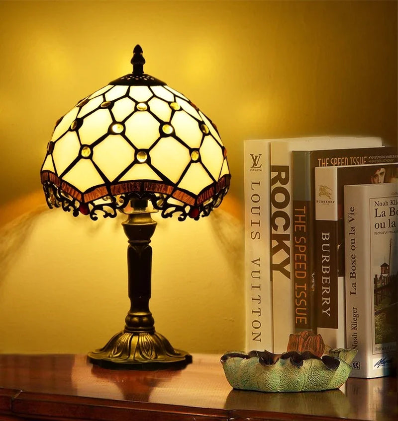 Tiffany-Style 14.5" Table Lamp with Stained Glass Shade