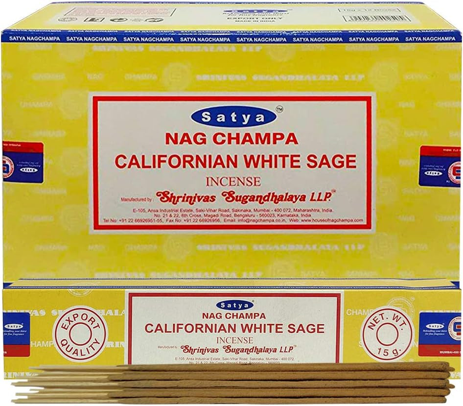 California White Sage Incense Sticks and Incense Stick Holder Bundle Insence Insense Satya Incense