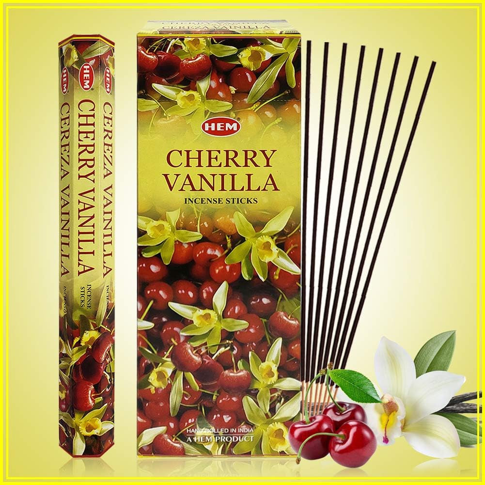 Cherry Vanilla Incense Sticks and Incense Stick Holder Bundle Insence Insense Hem Incense Sticks