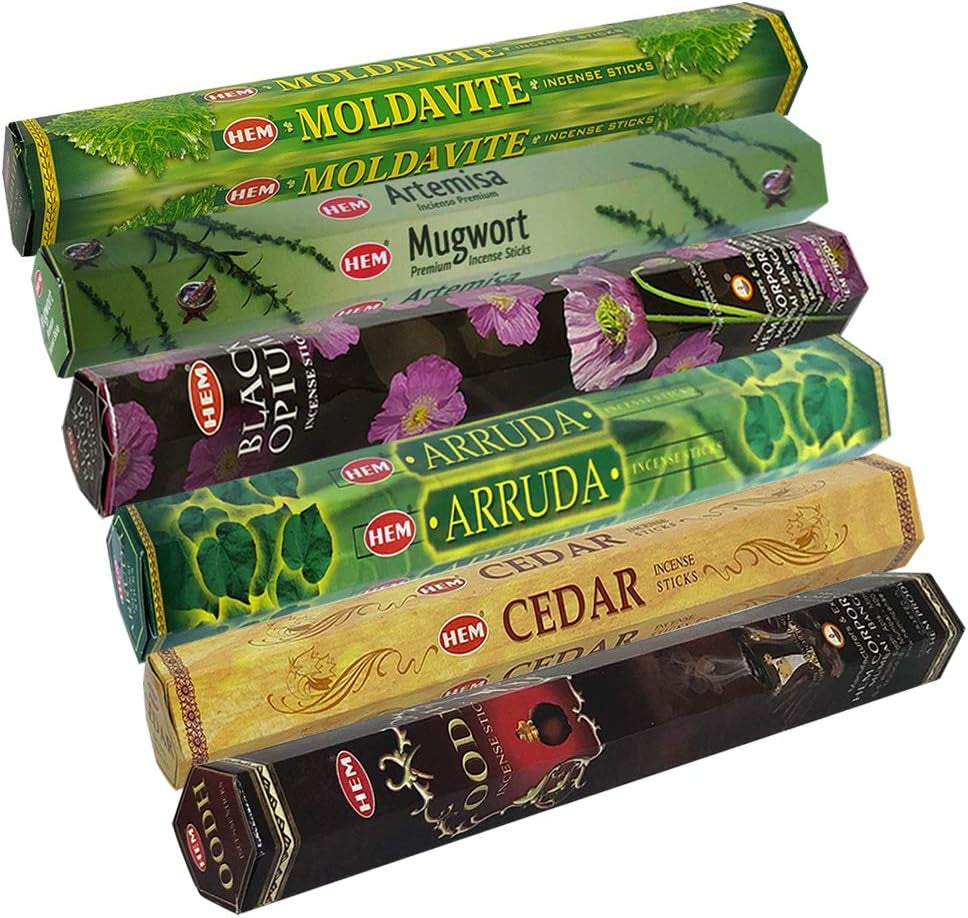 Hem Incense Sticks Variety Pack #27 and Incense Stick Holder Bundle with 6 Leafy Fragrances