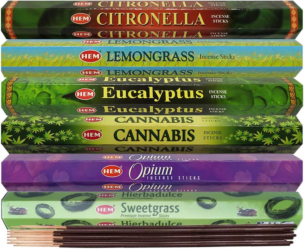 Hem Incense Sticks Variety Pack #26 and Incense Stick Holder Bundle with 6 Herbal Fragrances