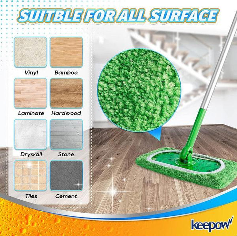 KEEPOW Reusable Wet Pads Compatible with Swiffer Sweeper Mop, Dry Sweeping Cloths, Washable Microfiber Wet Mopping Cloth Refills for Surface/Hardwood Floor Cleaning, 6/8 Pack (Mop Is Not Included)