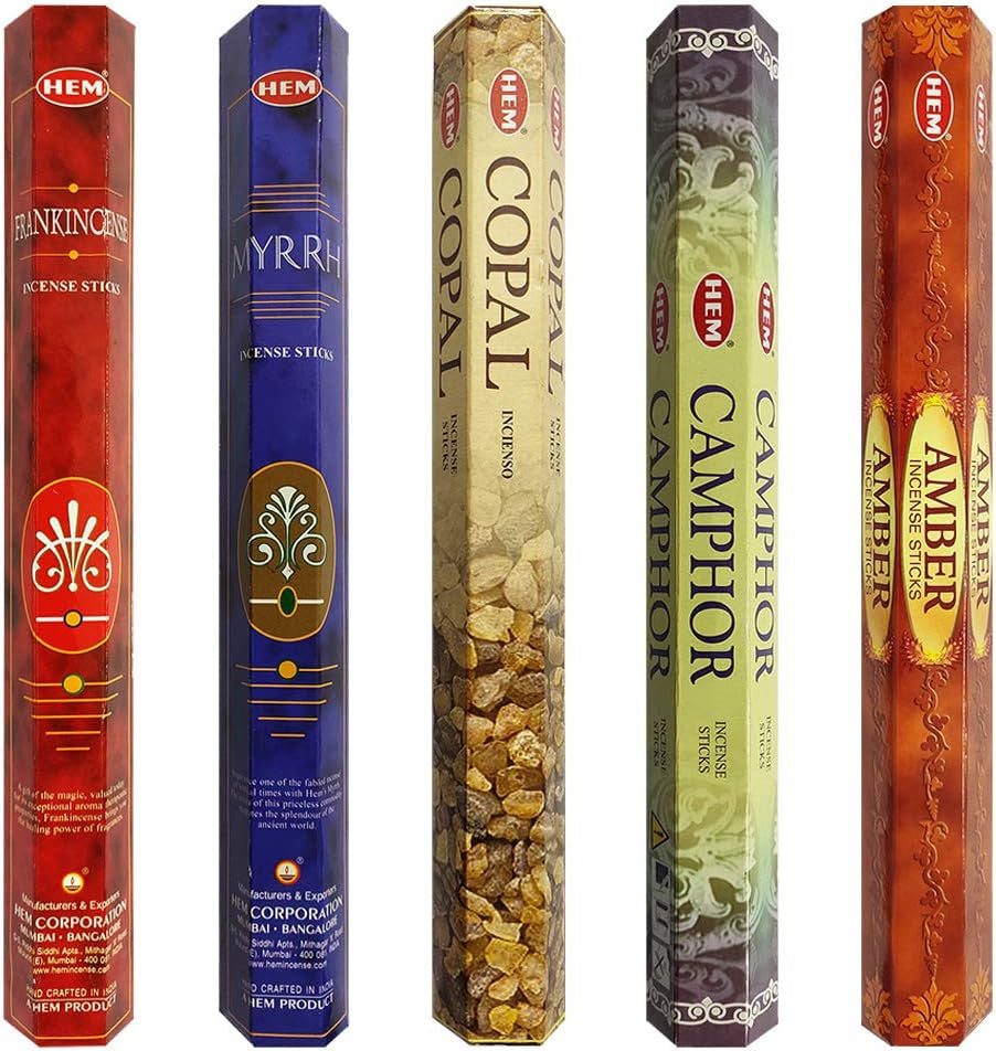 Hem Incense Sticks Variety Pack #4 and Incense Stick Holder Bundle with 5 Unique Based Fragrances