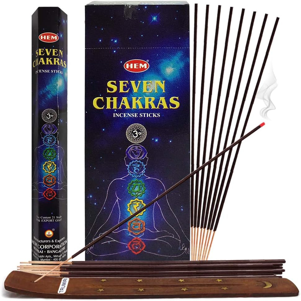 7 Chakra Incense Sticks and Incense Stick Holder Bundle Insence Insense Hem Incense Sticks