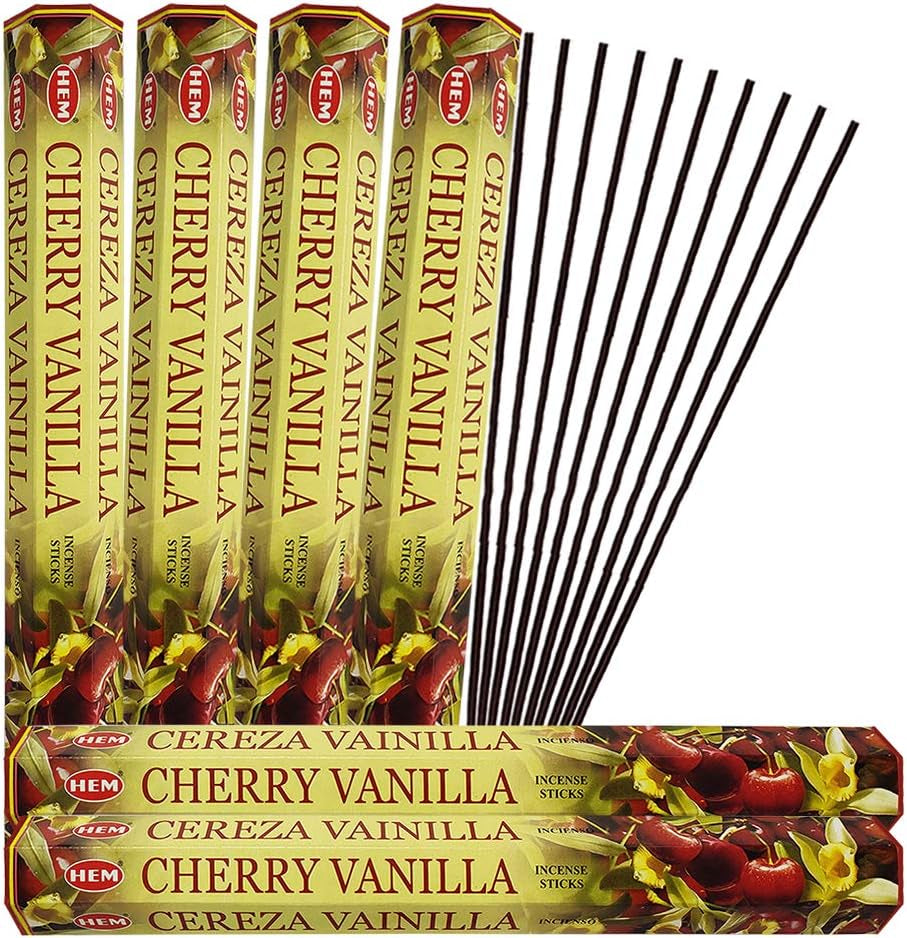 Cherry Vanilla Incense Sticks and Incense Stick Holder Bundle Insence Insense Hem Incense Sticks