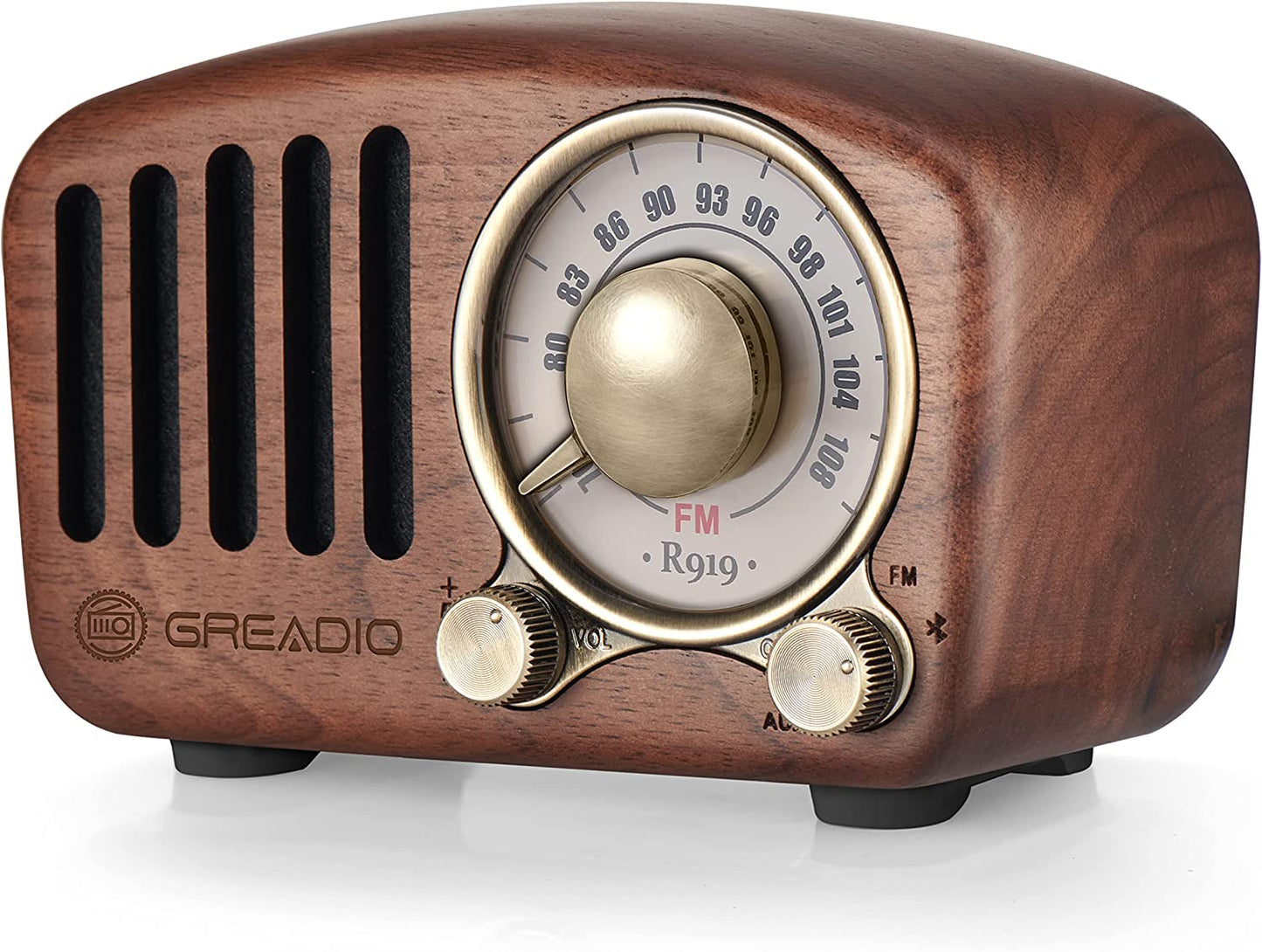 Vintage  Walnut Wood Bluetooth Speaker Radio - Retro Style, Bass Enhancement, Loud Volume, Bluetooth 5.0, MP3 & FM Radio